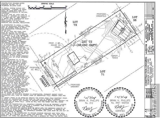 Plot of lot 72 on Kennedy Street