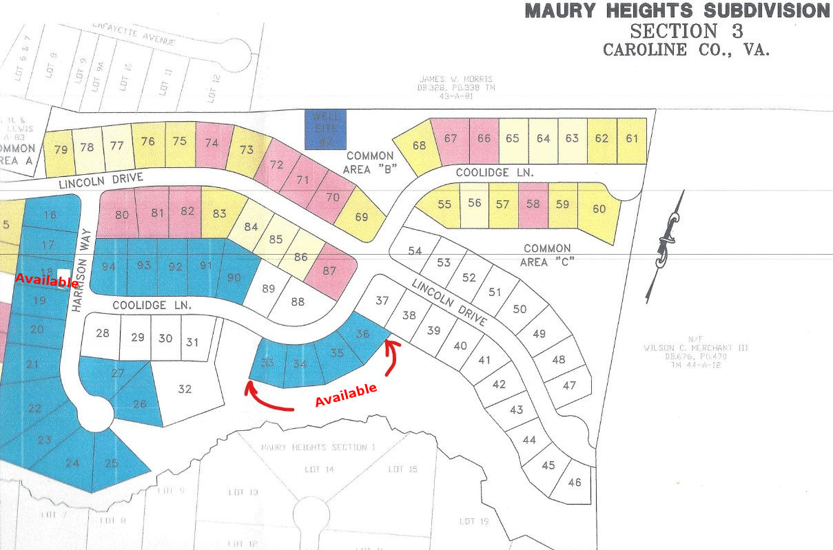 Lots available in Maury Heights